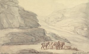 Stenig scen på norra kusten, Cornwall (penna och bläck och akvarell på papper) av Thomas Rowlandson