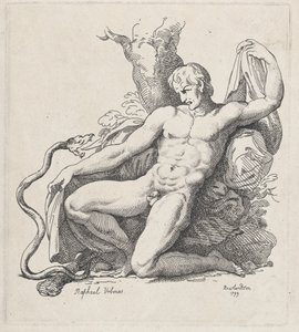 Orm attackerar en naken man, 1799., 1799. av Thomas Rowlandson