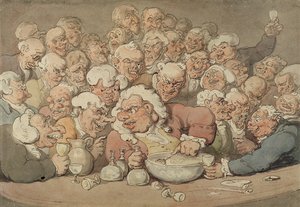 Servering Punch, ca 1815-20 (penna & bläck och akvarell över penna på papper) av Thomas Rowlandson