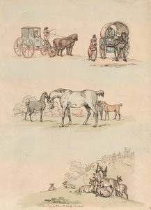 Uppsättning av sexton: konturer av figur och landskap av Thomas Rowlandson