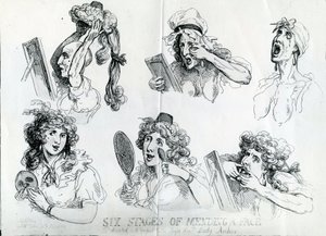 Sex stadier av att laga ett ansikte av Thomas Rowlandson