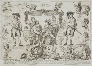 Politisk översikt över Europa, 24 januari 1786 – Preussens kungs födelsedag av Thomas Rowlandson