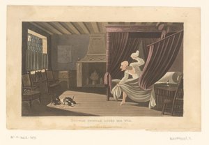 Sovrum med råttor som äter upp Doctor Syntax peruk av Thomas Rowlandson
