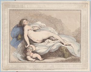 Sovande Venus och kärlek, 1799., 1799. av Thomas Rowlandson