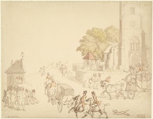 Södra sidan av Putney Bridge av Thomas Rowlandson