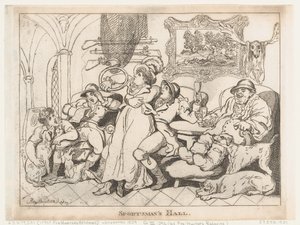Idrottshall, eller Rävjägare som kopplar av av Thomas Rowlandson