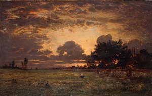 Solnedgång över Barbizon-slätten,