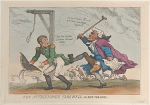 Det kärleksfulla farväl, eller Kick for Kick, 17 april 1814., 17 april 1814. av Thomas Rowlandson