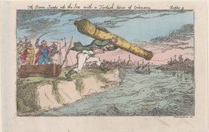 Baronen hoppar i havet med en turkisk ammunition, [1809], re..., [1809], återutgiven 1811. av Thomas Rowlandson