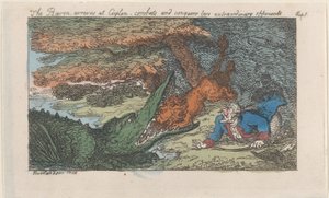 Baronen anländer till Ceylon, bekämpar och erövrar två extraordinära motståndare... [1809], återutgiven 1811. av Thomas Rowlandson