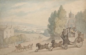 Diligensen mellan Canterbury och Dover passerar Vanbrugh Castle av Thomas Rowlandson