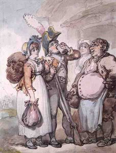 "The Charms of a Red Coat" (penna, akvarell och penna på papper) av Thomas Rowlandson