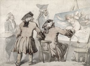 The Connoisseurs, ca 1790 (penna, bläck och akvarell över grafit på monterat vävt papper) av Thomas Rowlandson