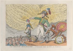 The Corsican Munchausen - Humming the Lads of Paris, 4 december 1813., 4 december 1813. av Thomas Rowlandson