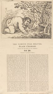 Den berömde kolbäraren Black Charley tittar in i mynningen till det fantastiska kolgruvet av Thomas Rowlandson
