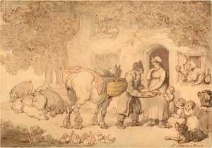 The Fishseller, ca 1775-1800 (Akvarell och bläck) av Thomas Rowlandson