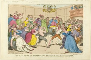 The Gig Shop eller Kicking up a Breeze på Nell Hammiltons Hop av Thomas Rowlandson