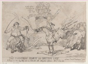 Hannoveranhästen och det brittiska lejonet, 31 mars 1784, 31 mars 1784. av Thomas Rowlandson