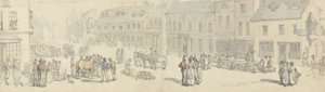 The High Street on Market day, Newport, Isle of Wight, ca 1797-1800 (penna & bläck & wc på papper) av Thomas Rowlandson