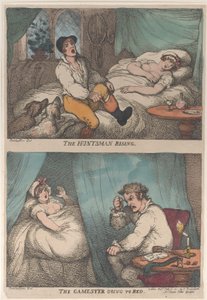 The Huntsman Rising, The Gamester Going to Bed, [31 juli 1809],..., [31 juli 1809], återutgiven 1811. av Thomas Rowlandson