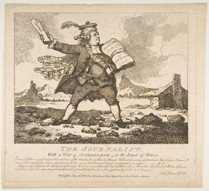The Journalist, With a View of Auchinleck-eller the Land of Stones Picturesque Beauty..., 15 maj 1786. av Thomas Rowlandson