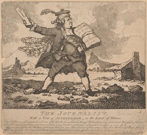 Journalisten, med utsikt över Auchinleck eller Stones land av Thomas Rowlandson