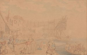 Sjösättningen av ett fartyg av Thomas Rowlandson