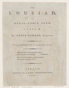 Lousiaden av Peter Pindar, Frontispice, 1787., 1787. av Thomas Rowlandson
