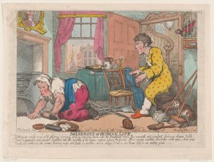 Människolivets miseries: Getting Up Early in a Cold Gloomy Morning...Före ..., 9 oktober 1807. av Thomas Rowlandson