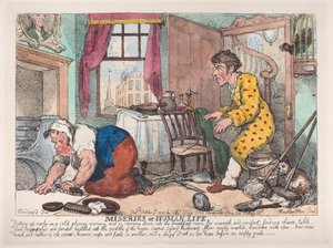 Människolivets miseries: Getting Up Early in a Cold Gloomy Morning...Före ..., 9 oktober 1807. av Thomas Rowlandson