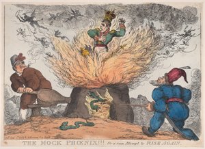 The Mock Phoenix!!! Eller ett fåfängt försök att resa sig igen, 10 december 1813., 10 december 1813. av Thomas Rowlandson
