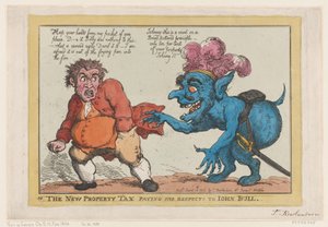 Den nya fastighetsskatten betalar hans respekt för John Bull, 16 april 1806., 16 april 1806. av Thomas Rowlandson