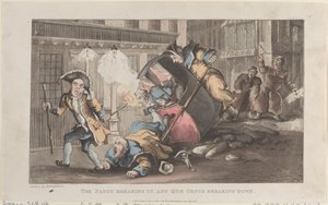 The Party Breaking Up, and Quae Genus Breaking Down, från The History of John..., 1 december 1821. av Thomas Rowlandson
