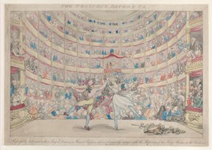 The Prospect Before Us, respektfullt tillägnad dessa sångare, dansare och Mu..., 13 januari 1791. av Thomas Rowlandson