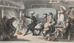 Rev. Dr. Syntax Läser hans turné av Thomas Rowlandson