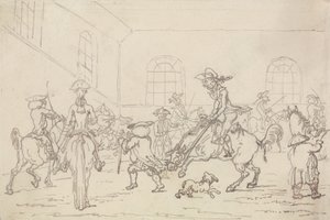 Ridskolan (penna och bläck på papper) av Thomas Rowlandson