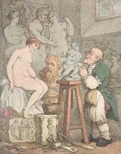 Skulptören [Akademiens förberedelser, Gamle Joseph Nollekens och hans Venus], ca. 1800., ca. 1800 av Thomas Rowlandson