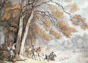 The Stag Hunt (penna & akvarell på papper)