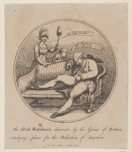 The State Watchman Discovered by the Genius of Britain Study Plans for the..., 10 december 1781. av Thomas Rowlandson