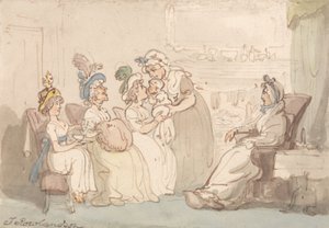 Besökarna får se barnet av Thomas Rowlandson