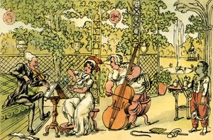 "Trädgårdstrion" av Thomas Rowlandson