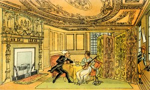 "Dr Syntax besök hos den hoppfulla änkan" av Thomas Rowlandson