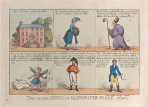 Detta är huset i Gloucester Place, skylt 1, 26 maj 1809., 26 maj 1809. av Thomas Rowlandson