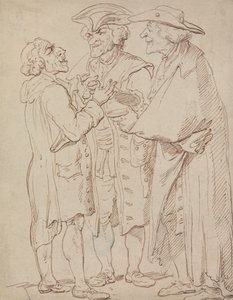 Tre figurer i full längd av män som pratar av Thomas Rowlandson