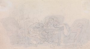 Tre idrottsmän sover vid bordet i sina stolar av Thomas Rowlandson