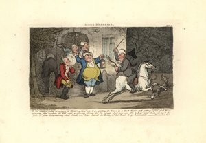Tipsy man rider en häst vänd mot svansen. av Thomas Rowlandson