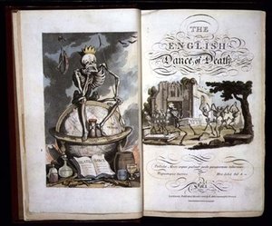 Titelsida från "The English Dance of Death", pub. av R. Ackermann av Thomas Rowlandson