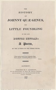 Titelsida, från The History of Johnny Quae Genus, The Little Foundling of the Late Docto..., 1822. av Thomas Rowlandson