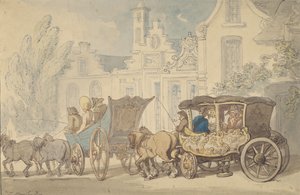 Två bussar – ska ni resa i Frankrike av Thomas Rowlandson