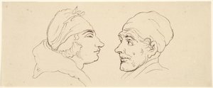 Två karikatyrer: Man och kvinna av Thomas Rowlandson